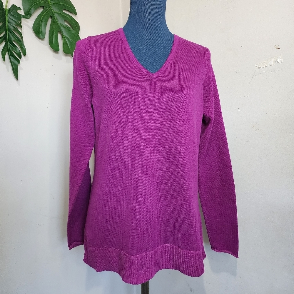 G.H.Bass & Co Purple Cotton V-neck Sweater